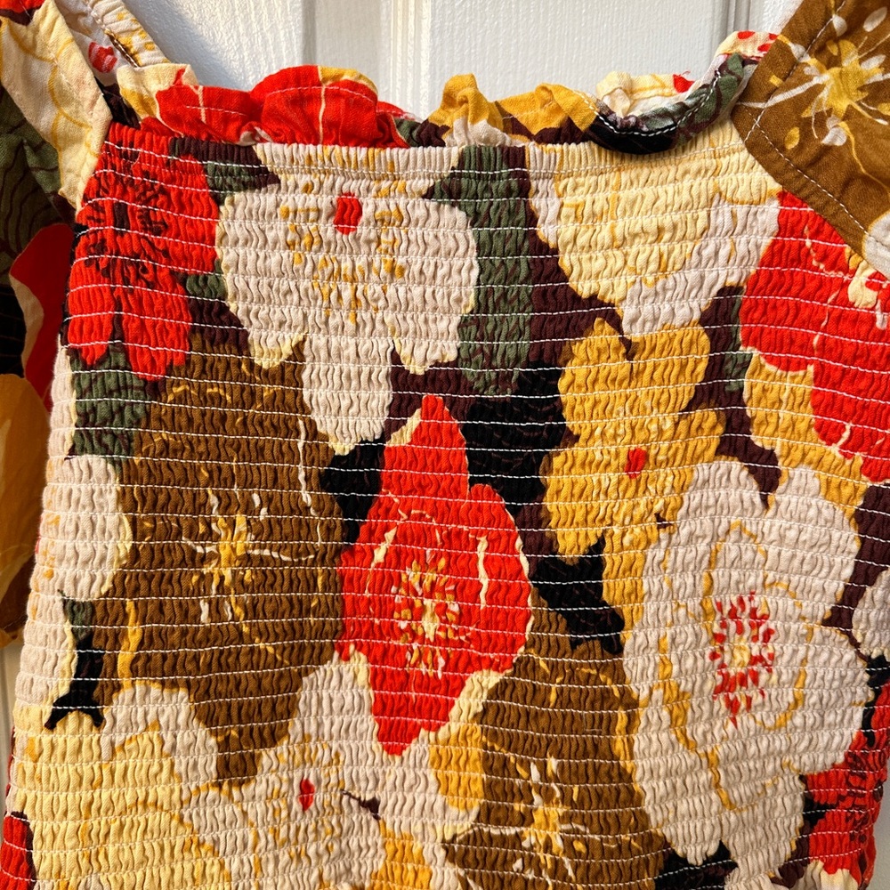 Billabong Golden Daze smocked top - Red, White, Gold, Brown - Picture 8 of 8